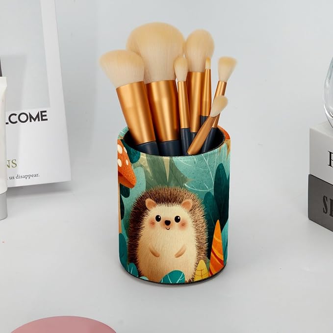 Cute Hedgehog Pen Holder, Pencil Cup Marker Brush Holder Desk Storage Case, Desktop Organizer for School Office Home Supplies