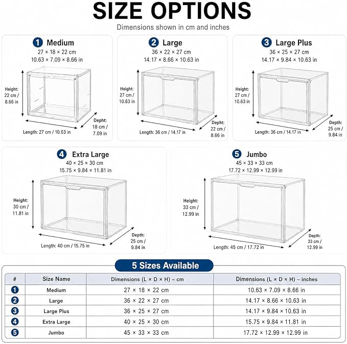 Clear PET Front Opening Doll Storage Boxes, Stackable Dustproof Plush Toy Organizer Bins, Transparent Stuffed Animal Display Case, for Kids Toys Collectibles Home Closet Organization(XXX-Large)