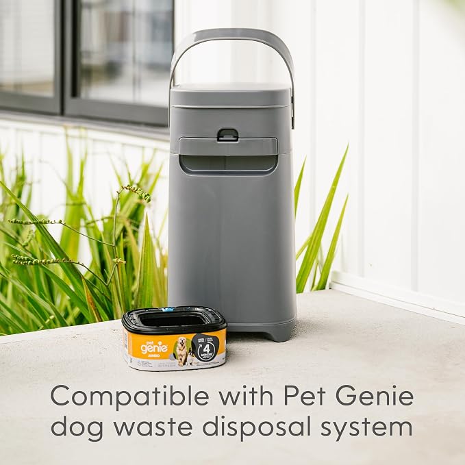 Pet Genie Refill Bags | Jumbo 1-Pack, 28 Total ft | Up to 4 Months of Supply in 1 Cartridge | Ultimate Odor Control Dog Poop Bags