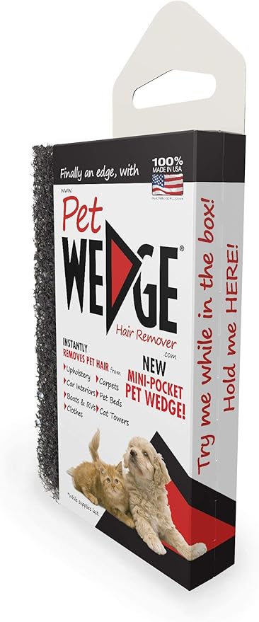 Mini-Pocket Pet Wedge® Hair Remover 3 Pack- Can Instantly Remove pet Hair from Clothes and Other Hard to Reach Areas.