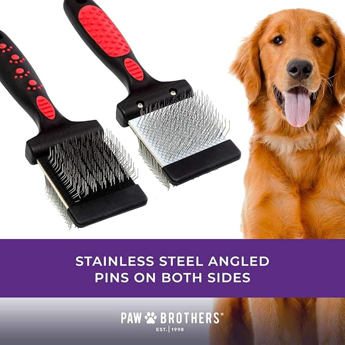 Paw Brothers Double Sided Extra Firm Flex Slicker Brush, Large