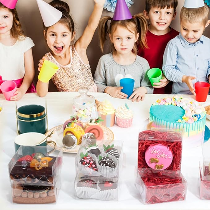 100pcs 4x4x2 Inch Clear Cookies Boxes Pastry Gift Boxes Truffle Boxes Bakery Boxes Plastic Boxes Soap Boxes Dount Boxes Chocolate Covered Strawberries Boxes Cake Boxes Treat Boxes