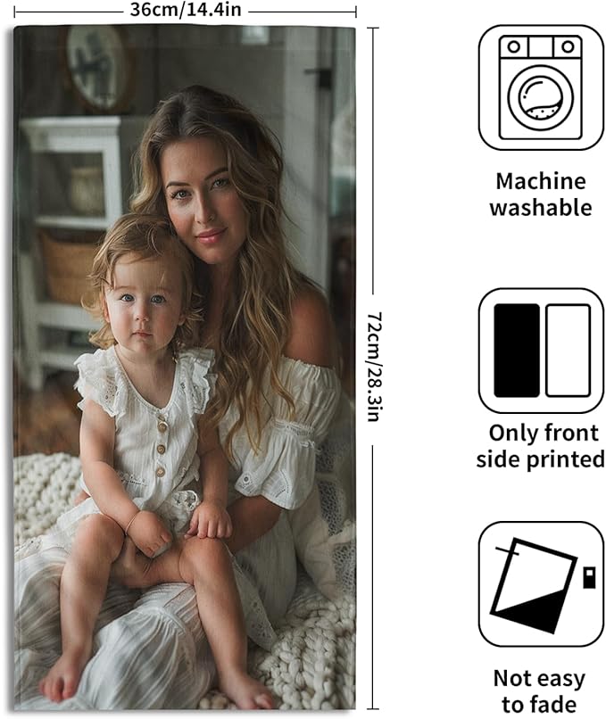 Giwawa Custom Hand Towels Set of 2 Personalized Kitchen Dish Towels with Picture Text Absorbent Customized Photo Bath Towel for Bathroom Home Decor