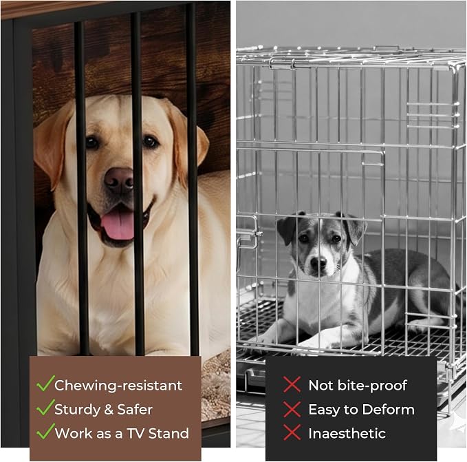 BOINN 78.7" Dog Crate Furniture for 1 or 2 Dogs with 4 Doors, Heavy Duty Single/Double Dog Crates for Small/Medium/Large Dogs with Top Access Door, Dog Kennel Furniture Indoor As TV Stand
