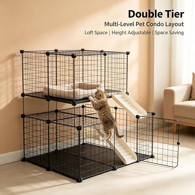 Modular Wire Pet Playpen Fence, 56x28x14 in, DIY Assembly | Rust Resistant, Indoor & Outdoor Use, No Tools Required, Small Animals, Portable Storage