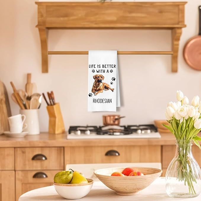 Rhodesian Ridgeback Gifts Kitchen Towels, Ridgeback Dog Lover Gifts Dish Tea Towels for Kitchen Decor, Dog Mom Dad Gift Decorative Hand Towel for Bathroom, 16x24 Inches