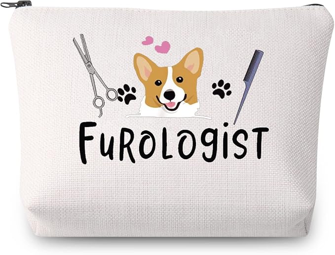 JYTAPP Furologist Funny Puppy Stylist Cute Dog Groomer Cosmetic Bag Dog Groomer Survival Kit Zipper Pouch Pet Grooming Gifts