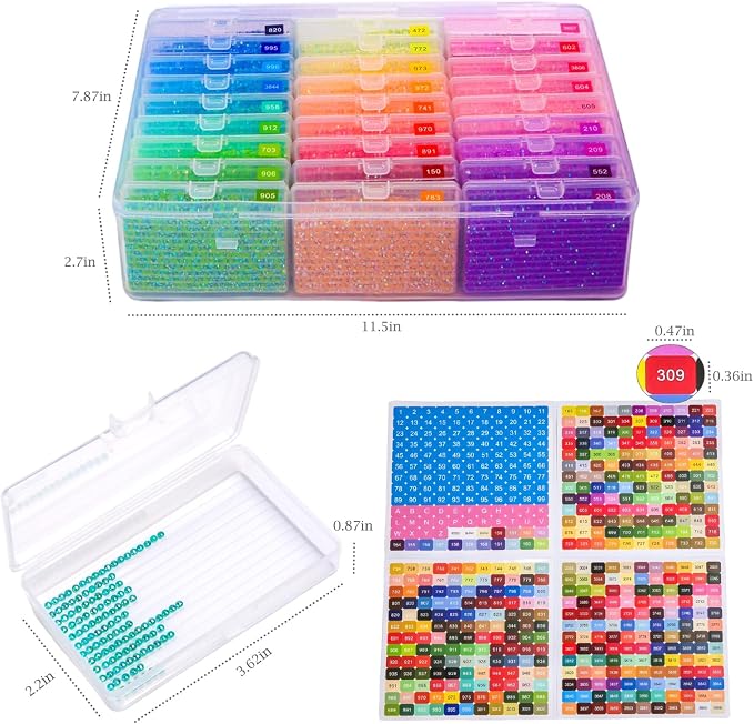 QTFOUND Diamond Art Painting Storage 2pack 54pcs Storage Trays Organizer | Diamond Painting Dotz Accessories Large 2-in-1 with Lids Storage Containers Case Box (Beads not included)