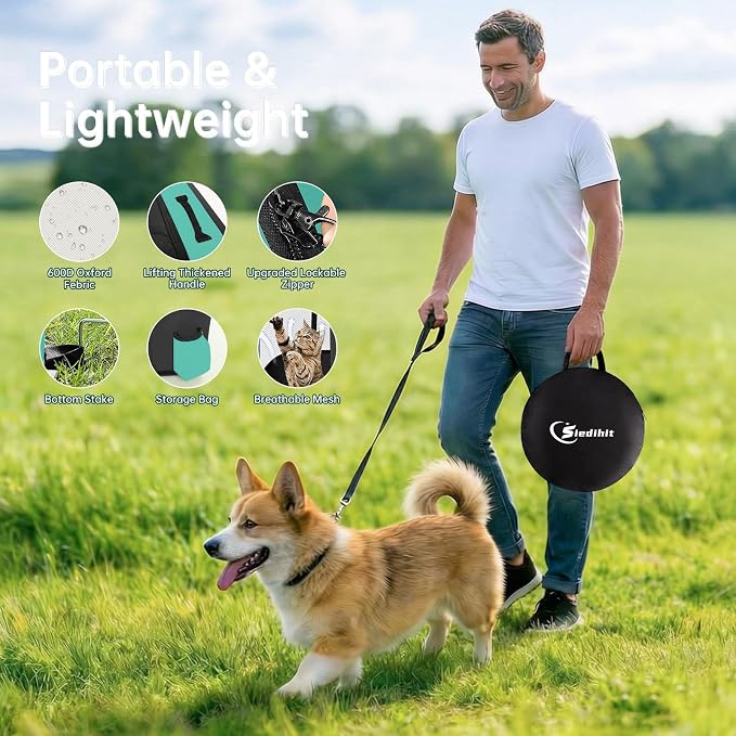 Siedihit 31" Dog Playpen,Cat Puppy Pen, Pet Portable Crate Indoor Outdoor | Durable Travel Camping Use,Foldable Dog Kennel Tent Cage for Rabbit Small Animals with Carrying Case(Green, Medium）