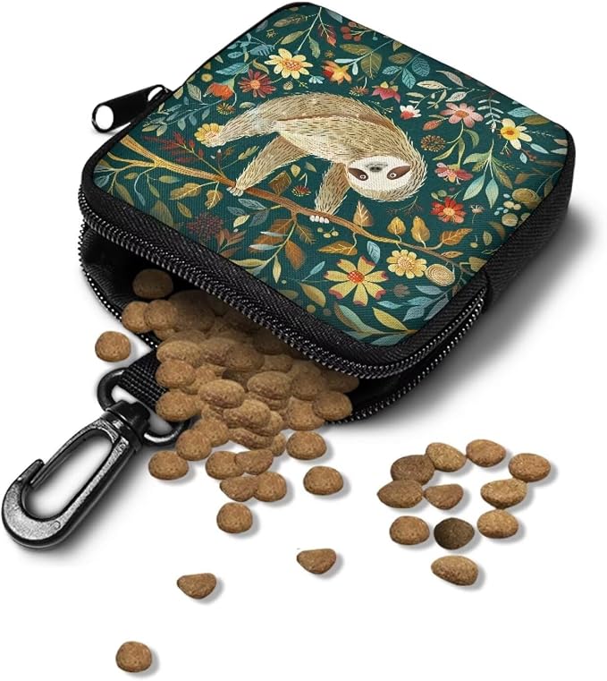 Cute Sloth Dog Treat Pouch, Multifunctional Pouch for Outdoor Activities and Pet Walks, Multi-Functional Puppy Snack Storage Bag, Travel Pet Treat Container for Dog Owners and Trainers