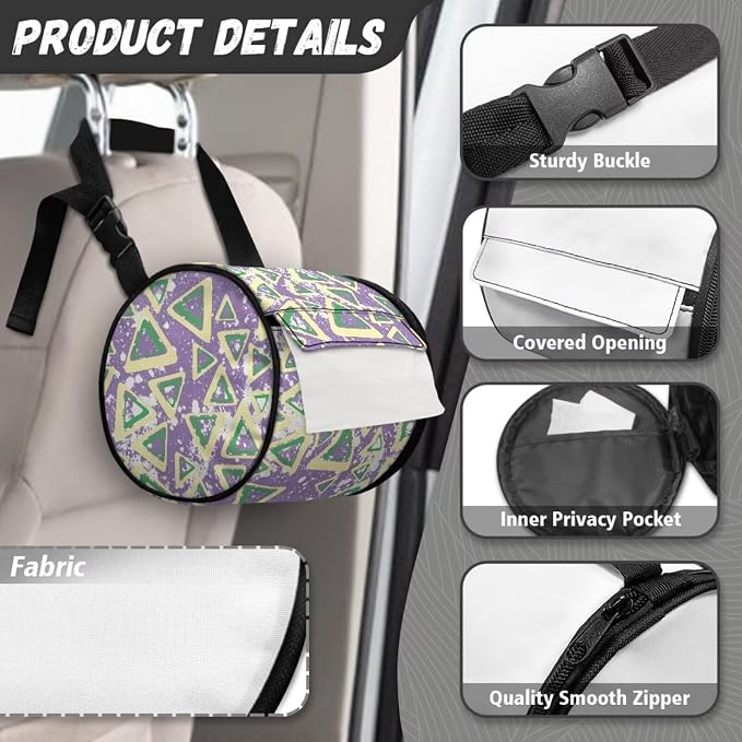 Tie Dye Triangles Wall Mounted Toilet Paper Holder Moisture Resistant Oxford Cloth Tissue Roll Paper Holder Hanging Bathroom Tissue Towel Roll Holder 6.3 * 6.3 * 6.3 Inch