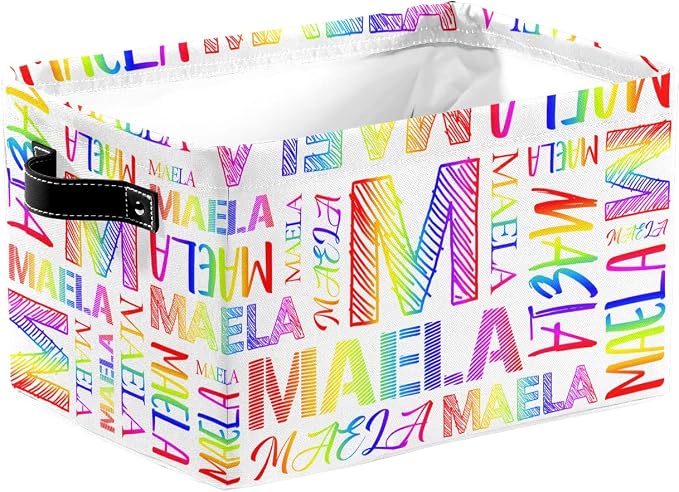 Foldable Personalized Storage Box for Boys Girls with Name Waterproof Kids Custom Storage Bin Baskets Cube Boxes Organizer with Handles for Organizing Shelf Closet, 1 Pack