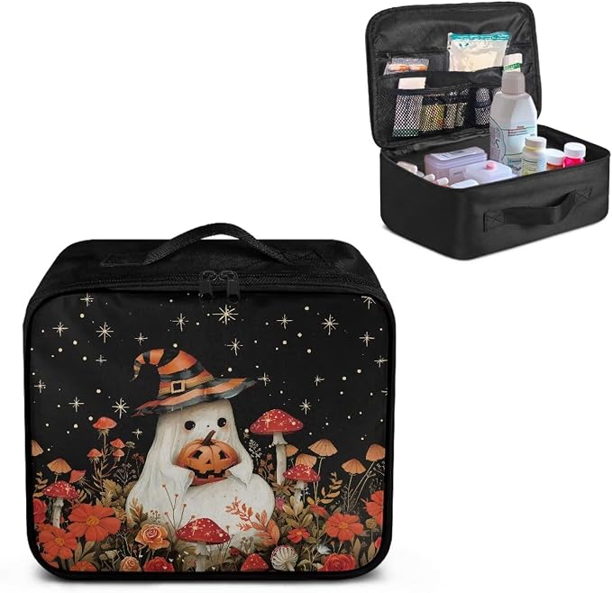 Empty First Aid Bag Halloween Ghost First Responder Case for Emergency Teams and Family Use Includes Modular Inserts Wear Resistant Zippers Breathable Back Panel