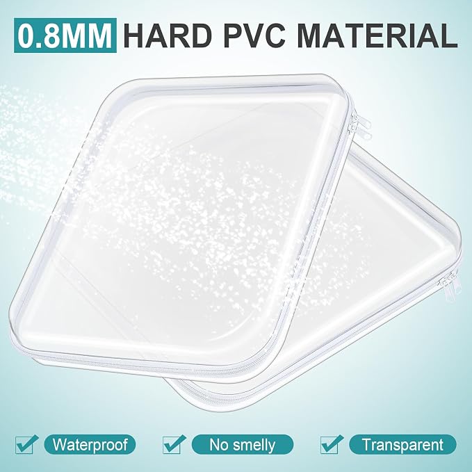 Ceenna 2 Pcs Clear Zipper Case Hard Shell Pouches,2 Extra Large | Multiple Sizes Plastic Makeup Bags Pencil Case Organizer Diaper Bag Pouches Clear Travel Toiletry Bag for Women