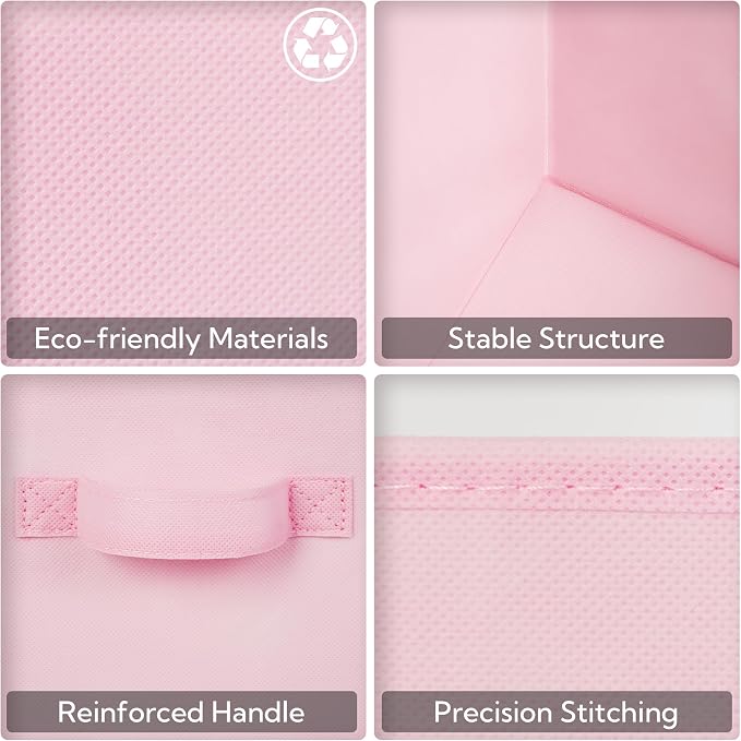 GRANNY SAYS Pink Cube Storage Bins, 13x13 Storage Cube Organizer, 8-Pack | Collapsible Storage Boxes with Sturdy Handles, Decorative Baskets for Shelves, Closet, Organizing Toys, Clothes, Blankets