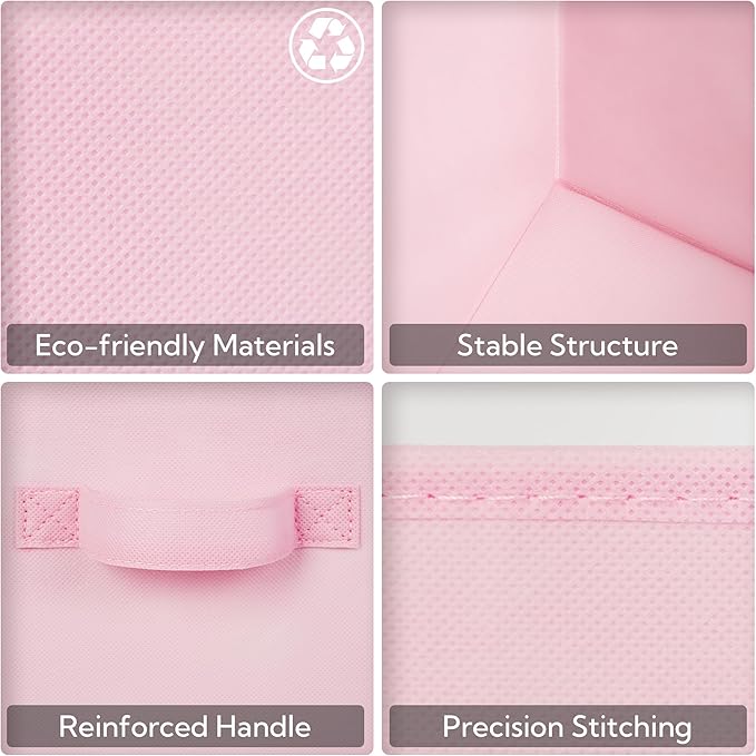 GRANNY SAYS Pink Cube Storage Bins, 11 Inch Storage Cube Organizer, 8-Pack | Collapsible Storage Boxes with Thickened Base Plate, Sturdy Handles, Decorative Baskets for Shelves, Closet