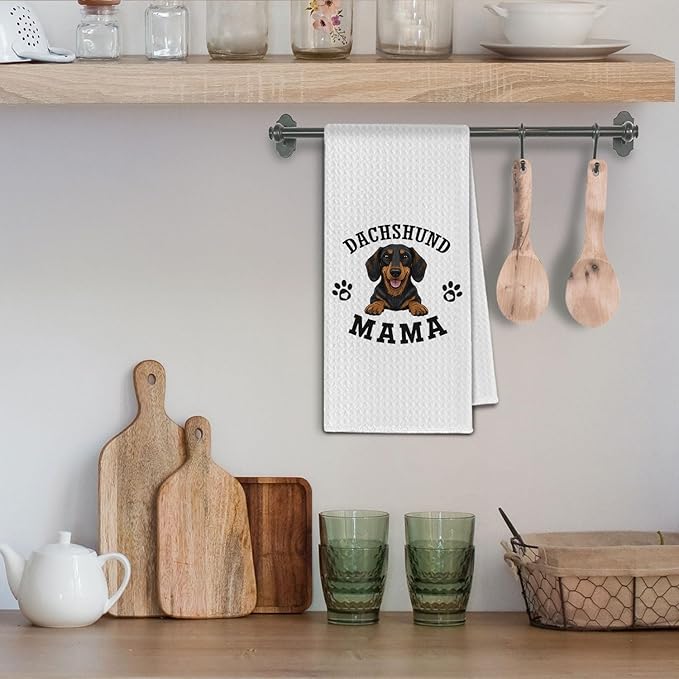 Dachshund Kitchen Towels, Weenie Dog Mama Gifts for Women & Dogs Moms, Dog Lover Gifts Decorative Hand Towels for Bathroom, 16x24 Inch