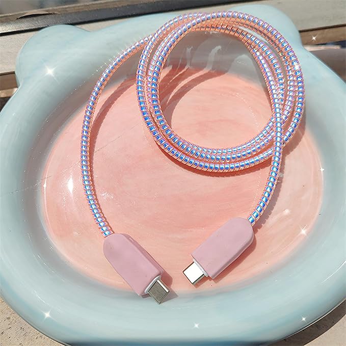 Cute Cable Protector for iPhone Charger,Classic Charging Cord Protector,Soft Frosted Silicone Charger Cover,Wire Cord Saver,Data Cable Saver Phone Cable Protector for iPad iPhone 14 15 16Pro Max-Pink