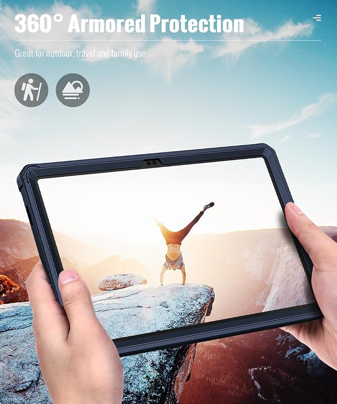 MoKo Shockproof Case Fit Samsung Galaxy Tab A11+ Plus/ A9+ 11 Inch | Full Body Rugged Stand Back Cover with Built-in Screen Protector for Galaxy Tab A11+/ A9 Plus Tablet, Dark Blue