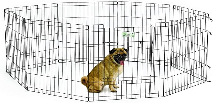 MidWest Homes for Pets Exercise Pen for Pets with Full Max Lock Door, 24-Inch, Black
