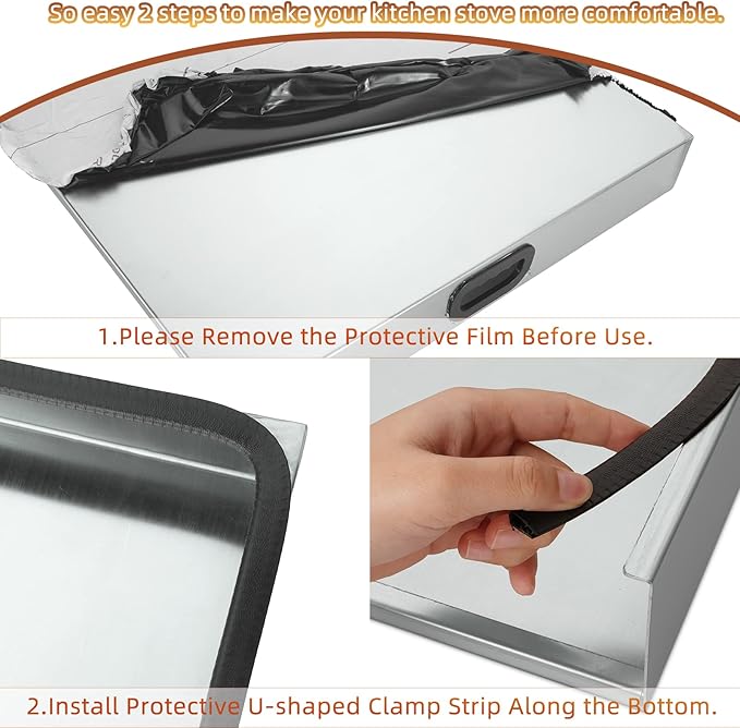 Stainless Steel Gas Stove Top Cover, Noodle Board Cooktop Cover, Kitchen Organizer for Gas and Electric Stove Range Expanding Kitchen Space, Large Size 30"x 22"x3", Sliver