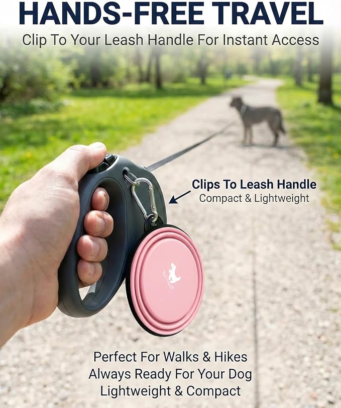 Rest-Eazzzy Collapsible Dog Bowls, 2 Pack Sturdy Portable Dog Water Bowls | Wear-Resistant TPE, Anti-Dust Foldable Travel Dog & Cat Bowls for Camping Walking Hiking with Carabiners