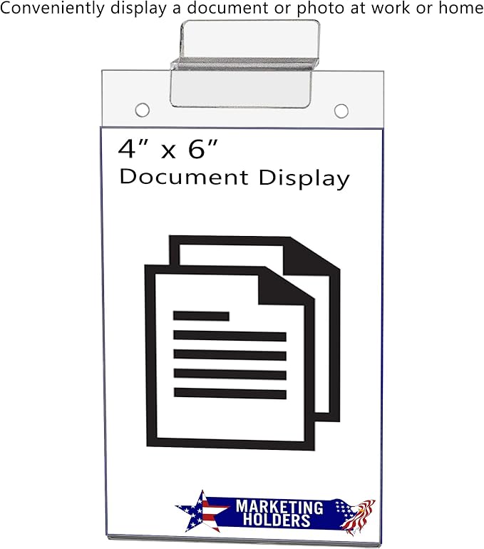 Slatwall Sign Holder 4 x 6 Small Price Sheet Printed Materials Display Graphic Literature Frame Clear Plastic Sleeve for Retail Stores and Convenience Stores by Marketing Holders