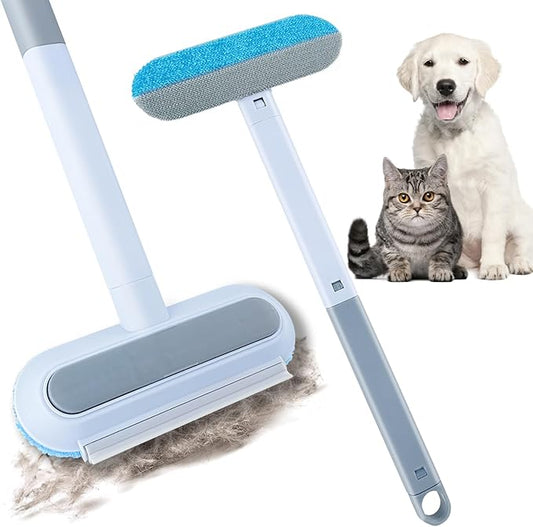 Morofme Multifunctional Pet Hair Remover Tool 4 in 1 Dog and Cat Fur Removal Brush Pet Hair Remover Adjustable Lint Brush Handle Fur Remover Water Scraper for Window Furniture Carpets Sofa Car Clothes