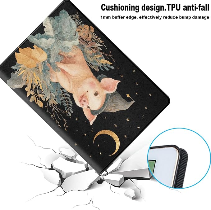 for Samsung Galaxy Tab S8/S7 2022/2020 11 Inch (SM-X700/X706/T870/T875/T878) Tablet Protective Cover with Adjustable Stand and Magnetic Auto Wake/Sleep,Cute Pig Wizard