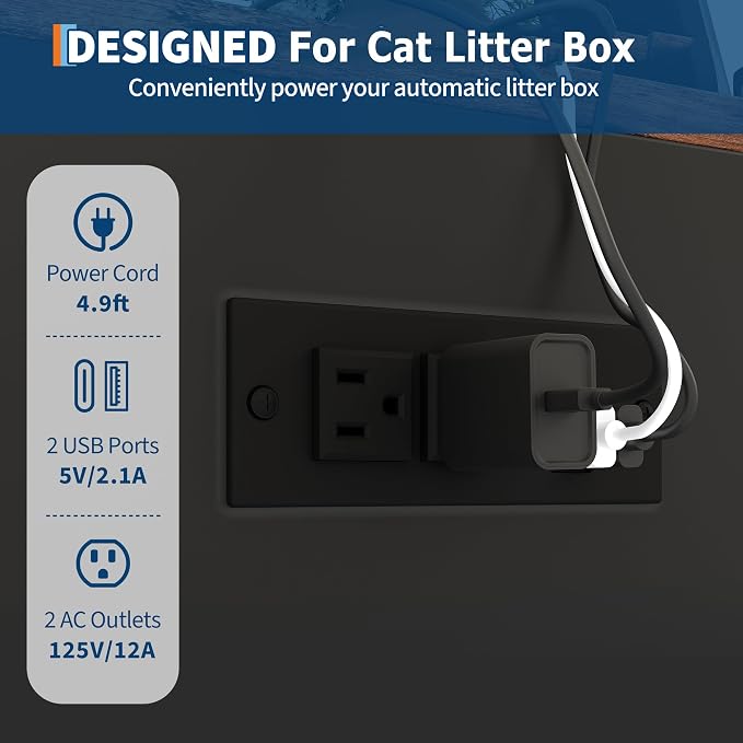 Large Robot 4 Litter Box Enclosure Cabinet with Built-in Power Outlet | Automatic Self‑Cleaning Litterboxes Furniture, Dog‑Proof Shelf, Robot Cabinet for Litter Box Black