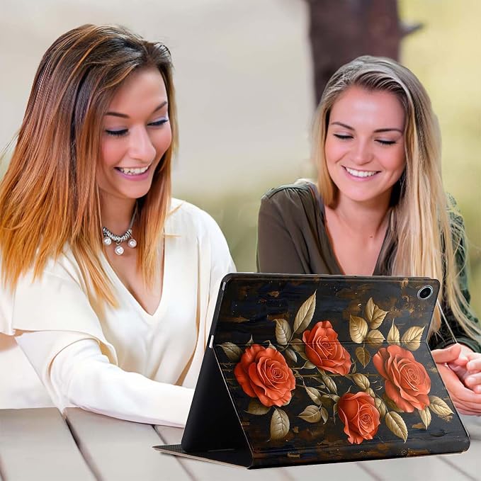 for Samsung Galaxy Tab S9 11" 2023(SM-X710/X716B/X718U) Tablet Case,Premium Leather Folio Stand Auto Wake/Sleep,Multiple Viewing Stand,Vintage Rose