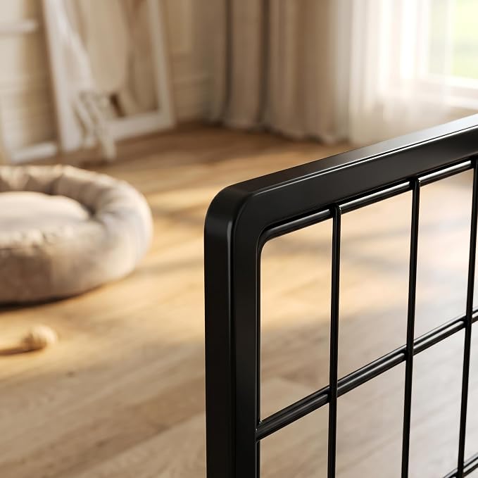 48 Inch Dog Cage with Top Cover Large Kennel for Medium Dogs Black Metal Wire Pet Playpen Indoor Crate Furniture Style Easy Assembly Flexible Door Placement Box for Two Small Puppies