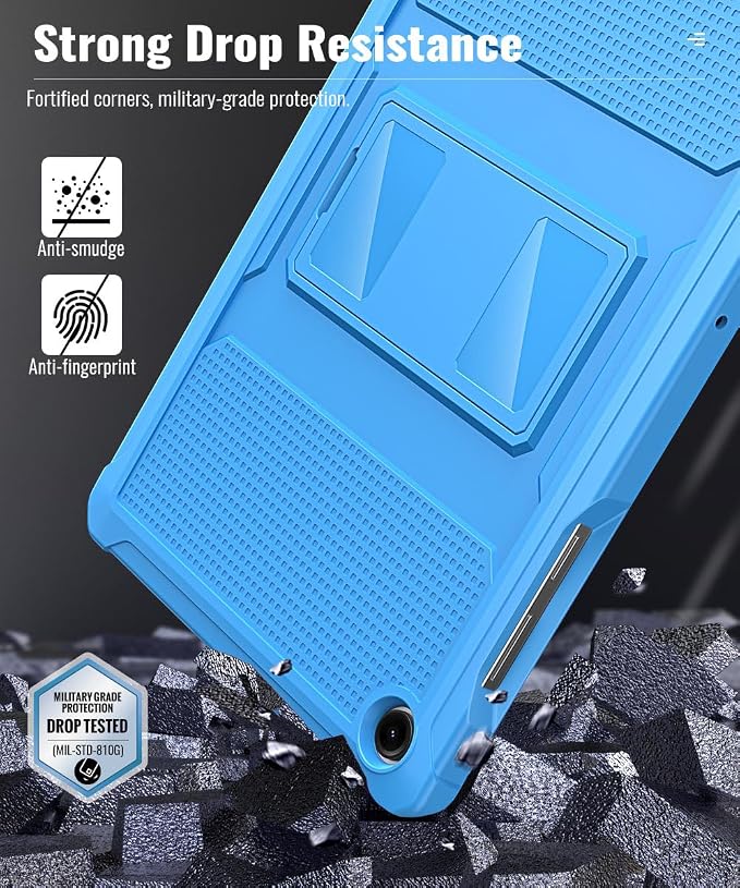 MoKo Shockproof Case Fit Samsung Galaxy Tab A11+ Plus/ A9+ 11 Inch | Full Body Rugged Stand Back Cover with Built-in Screen Protector for Galaxy Tab A11+/ A9+ Tablet, Blue Wave