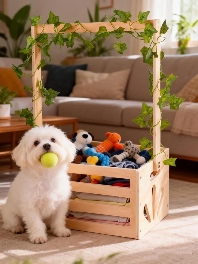 Wooden Dog Closet Pet Wardrobe Crate Box Baskets for Dog Cat Toys Clothes Accessories for New Parents Gifts Baby Pet Clothes Storage | Cat Toys Clothes Accessories for New Parents Gifts Baby Pet Clothes Storage