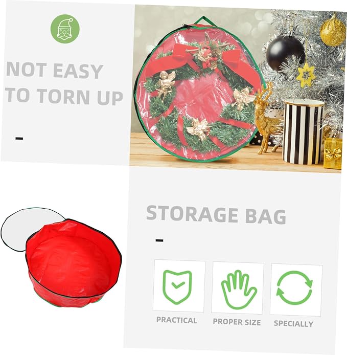 Garneck 1pc Round Storage Bag Window Wreath Storage Holder for Christmas Garlands for Holiday Decor Organization and