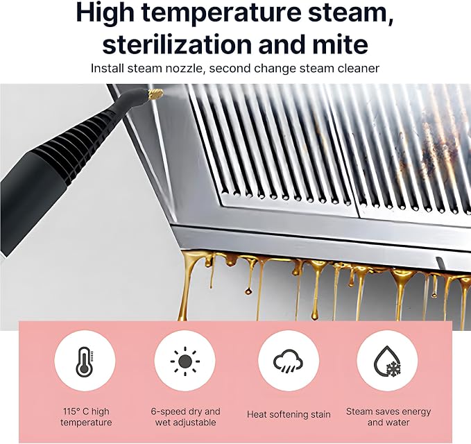 Rolling Upholstery and Carpet Cleaner with Steam and Vacuum, Digital Touch Screen, Detachable Water Tank, Portable Handle, Hose and Wire Storage Rack for Pet, Couch, Rug, Floor