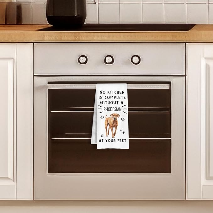 Funny Rhodesian Hand Towels for Kitchen Home Bathroom Decor, A Kitchen is Not Complete Without A Rhodesian Dish Towel, Dog Lovers Gift, 16×24 Inch