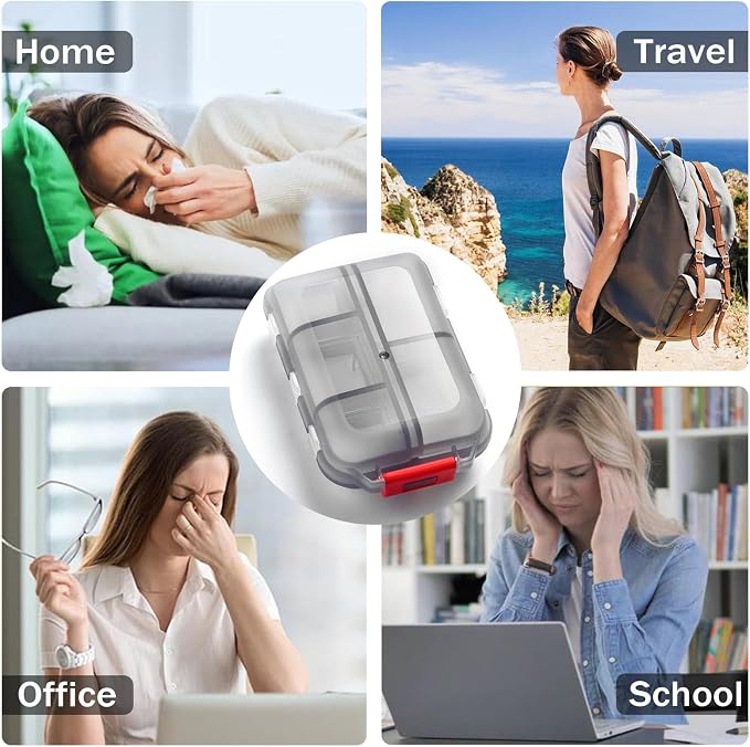 2PCS 7-Day Pill Organizer with Labels – Travel Pill Case, Daily Medication Organizer | Compact & Secure | Fits in Pocket/Purse (3.7” x 2.4”)