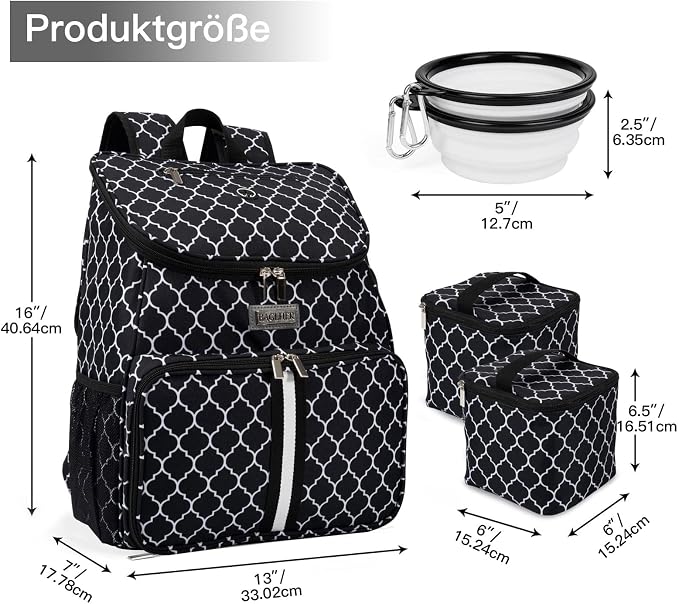 BAGLHER丨Dog Travel Bag, Airline Approved Pet Supplies Backpack, Dog Travel Backpack with 2 Silicone Collapsible Bowls and 2 Food Baskets