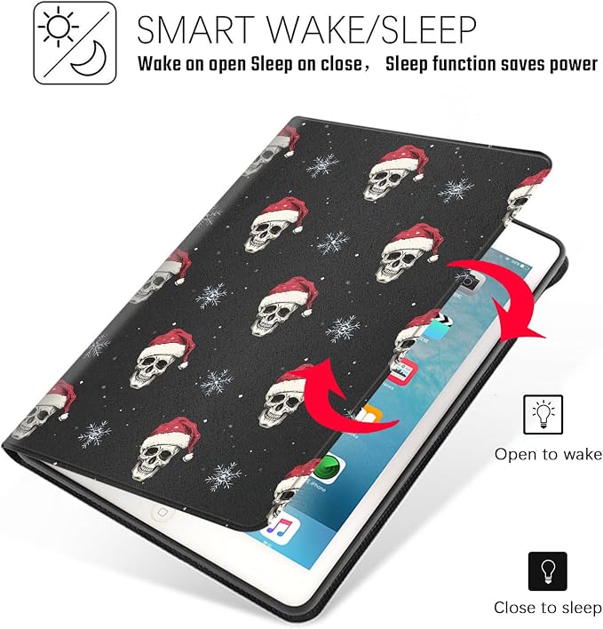 Tablet Case for iPad 11th A16 2025 (11 Inch)/10th Generation 2022 (10.9 Inch),Shockproof Protective Cover with Stand,Auto Wake/Sleep,Christmas Skull