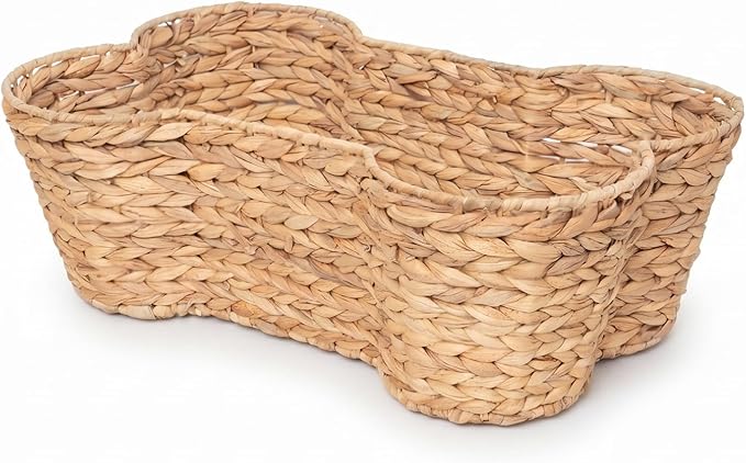 OtterPets Dog Toy Basket, Hyacinth Bone Shaped Dog Toy Bin, 23" x15” | Handmade dog toy box, dog toy storage, dog basket, basket for dog toys, dog storage, Large 23 x 15 in