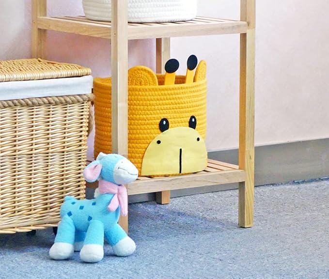 T&T Homewares Small Giraffe Baskets for Baby Diaper Organizer, Nursery Storage Room Decor, Kids Room Organizer, Cat Dog Toy Storage
