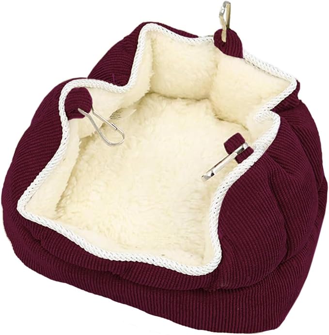 QBLEEV Bird Nest House, Parrot Winter Warm Bed for Cage Hanging Hammock | Soft plush snuggle hut tent, parrot cage accessories hideaway sleeping bed for budgie parakeet cockatiel conure lovebird