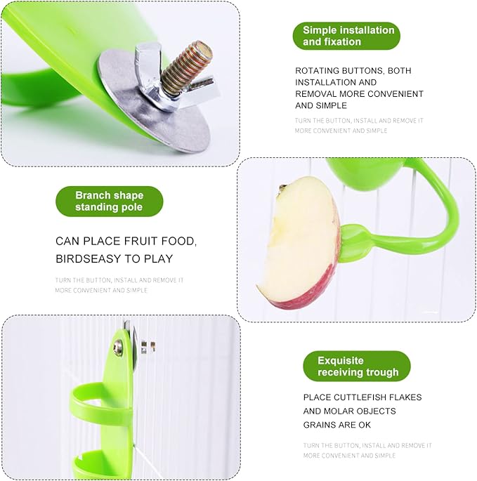 2pcs Pet Food Feeders for Bird Cage, Cuttlebone Holder, Plastic Storage Bowl Feeding Cup Birds Stand Racks for Budgies Parakeet Cockatiel Conure(Green)