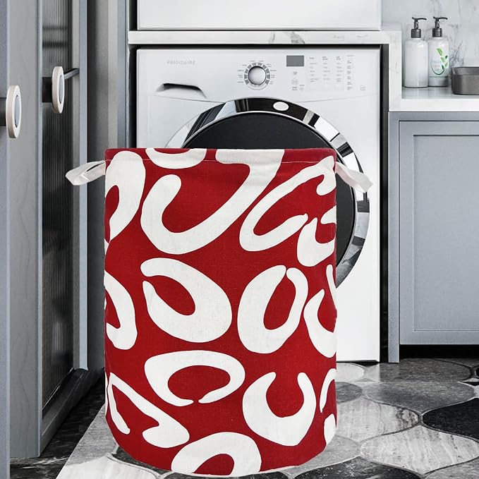 Merdes 19.7’’ Waterproof Foldable Laundry Hamper, Dirty Clothes Laundry Basket, Linen Bin Storage Organizer for Toy Collection (Red C)