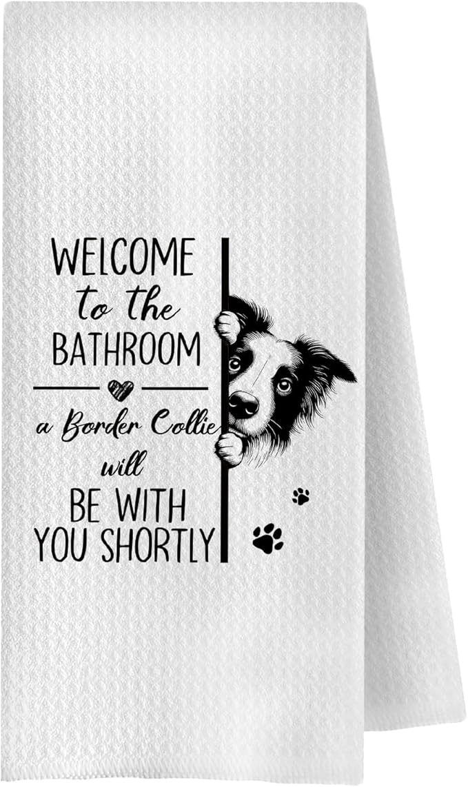 Funny Border Collie Bathroom Hand Towels, Border Collie Gifts for Women Men, Dog Lover Gifts Decorative Hand Towels for Bathroom Washroom Toilet Restroom, 16x24 Inches
