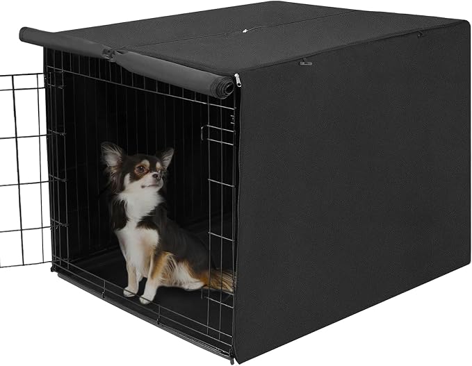 Deblue 36 inch Dog Crate Cover Fit for 36 inch Wire - (Black, 36") | Breathable Pet Kennel Covers Double Door Crate Cover