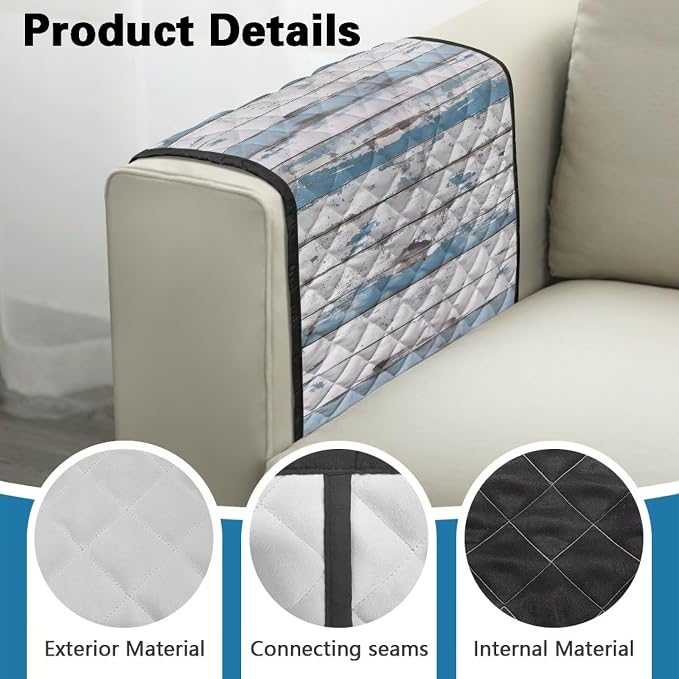 Sofa Arm Covers Stretch Armrest Covers Washable Couch Arm Cover Stains Resistant Recliner Arm Cover Anti-Slip Armrest Slipcovers Furniture Protector Wood