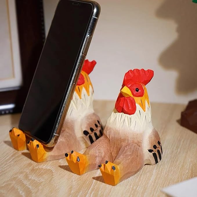 TANG SONG Wood Rooster Phone Stand Cute Decoration Phone Stand for Tablets