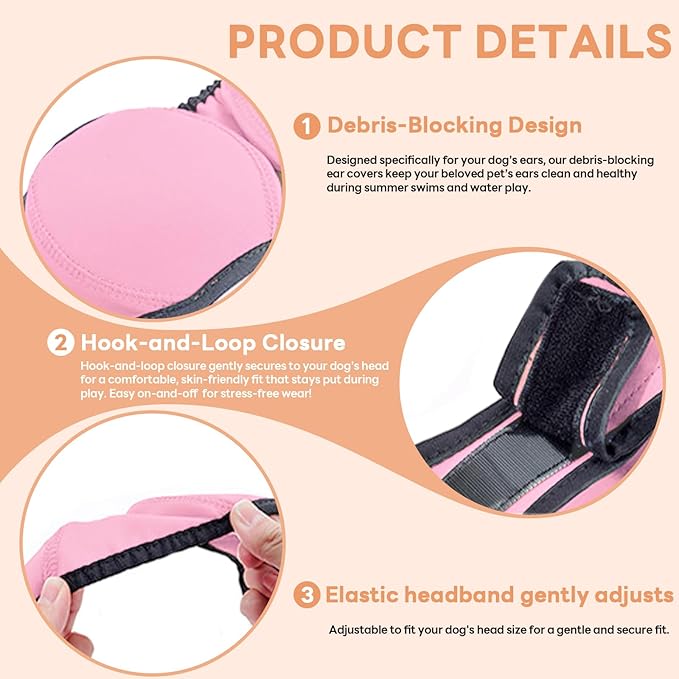Dog Ear Muffs Noise Protection, Water-Resistant, No-Shake Ear Muffs for Grooming, Bathing, Swimming & Noise Relief